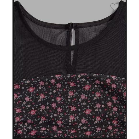 With Jules Big Girls Long-Sleeve Printed Mesh Combo Dress Size S 6065 - Picture 3 of 5